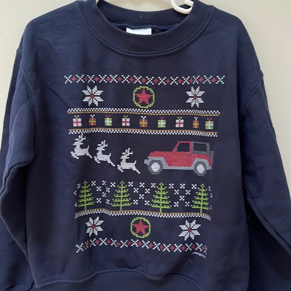 For the Jeep lover! Kids ugly Christmas sweatshirt